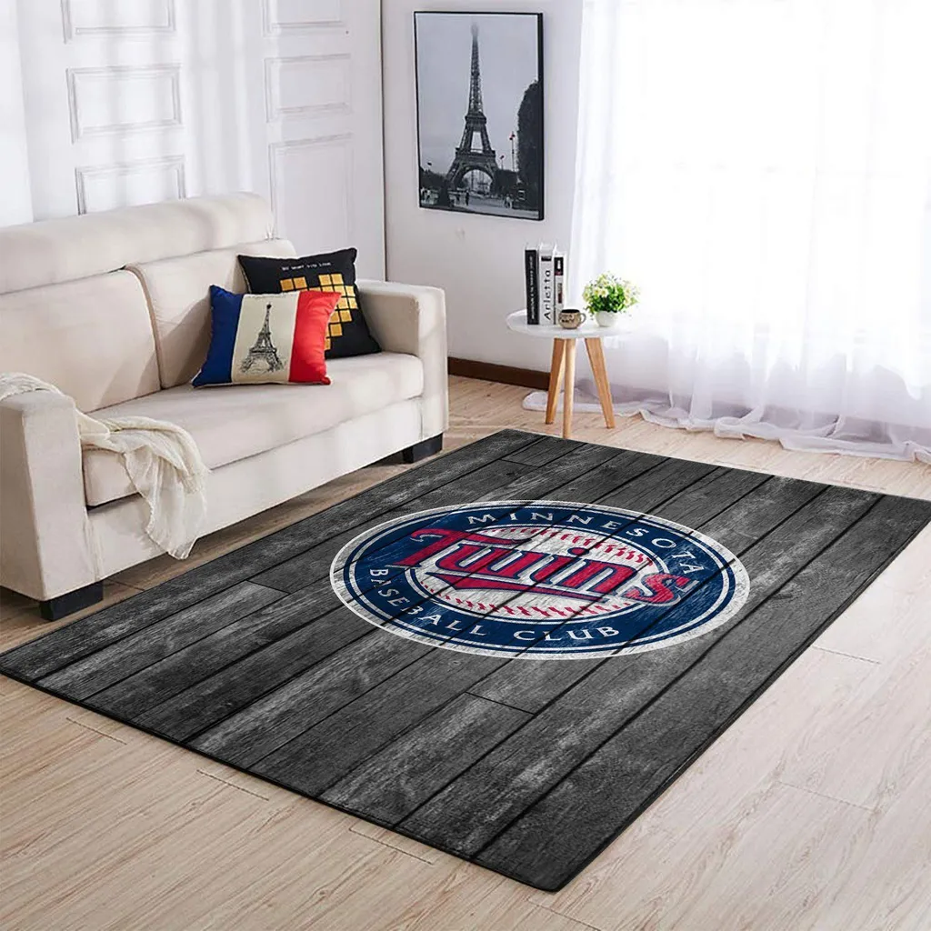 Minnesota Twins Rug - Team Logo Area for Fans Black and Blue