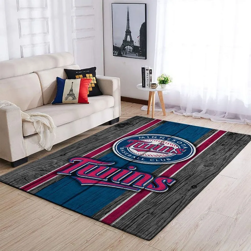 Minnesota Twins Rug - Vintage Baseball Logo for Home Blue and Gray