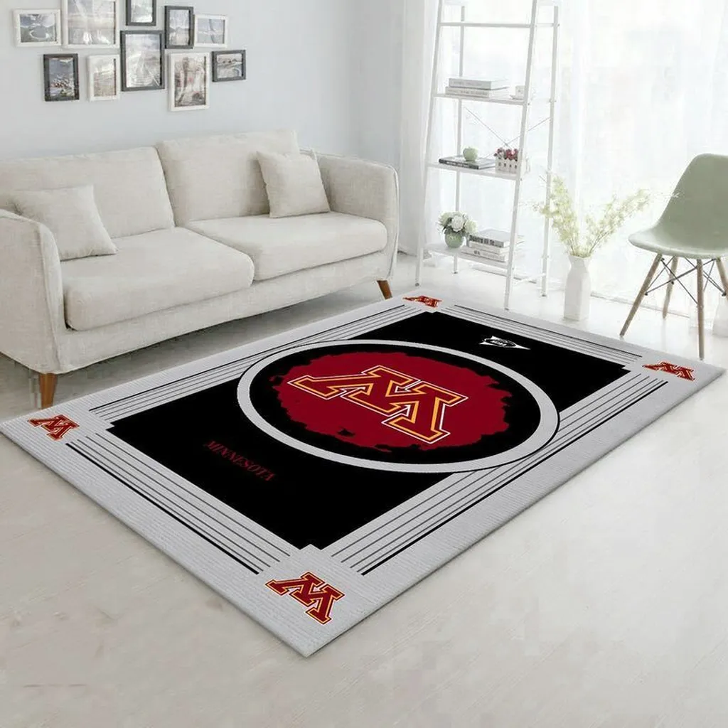 Minnesota University Rug - Area Modern Design for Living Room Black and Red