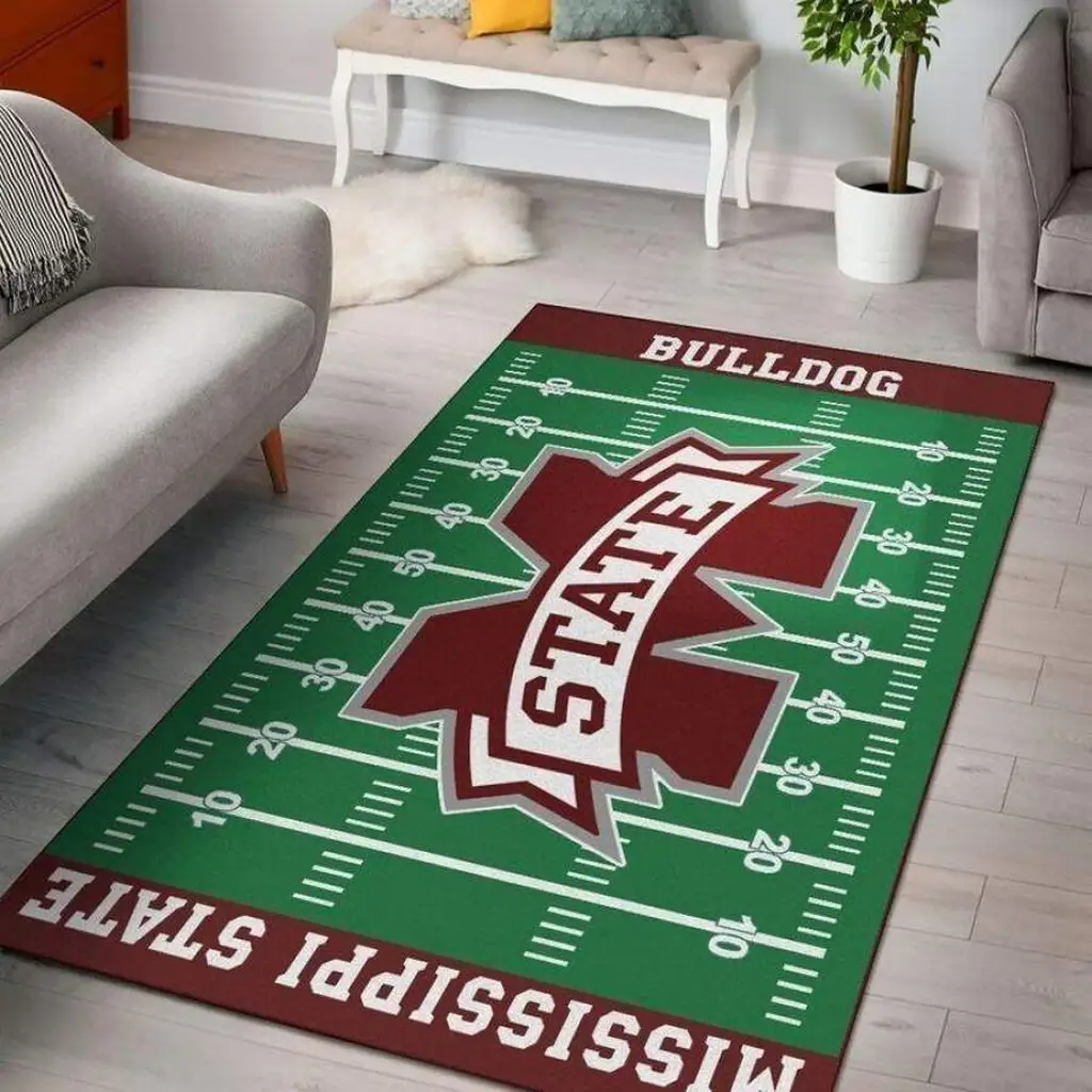 Mississippi State Rug - Football Field Area Design Black and Blue