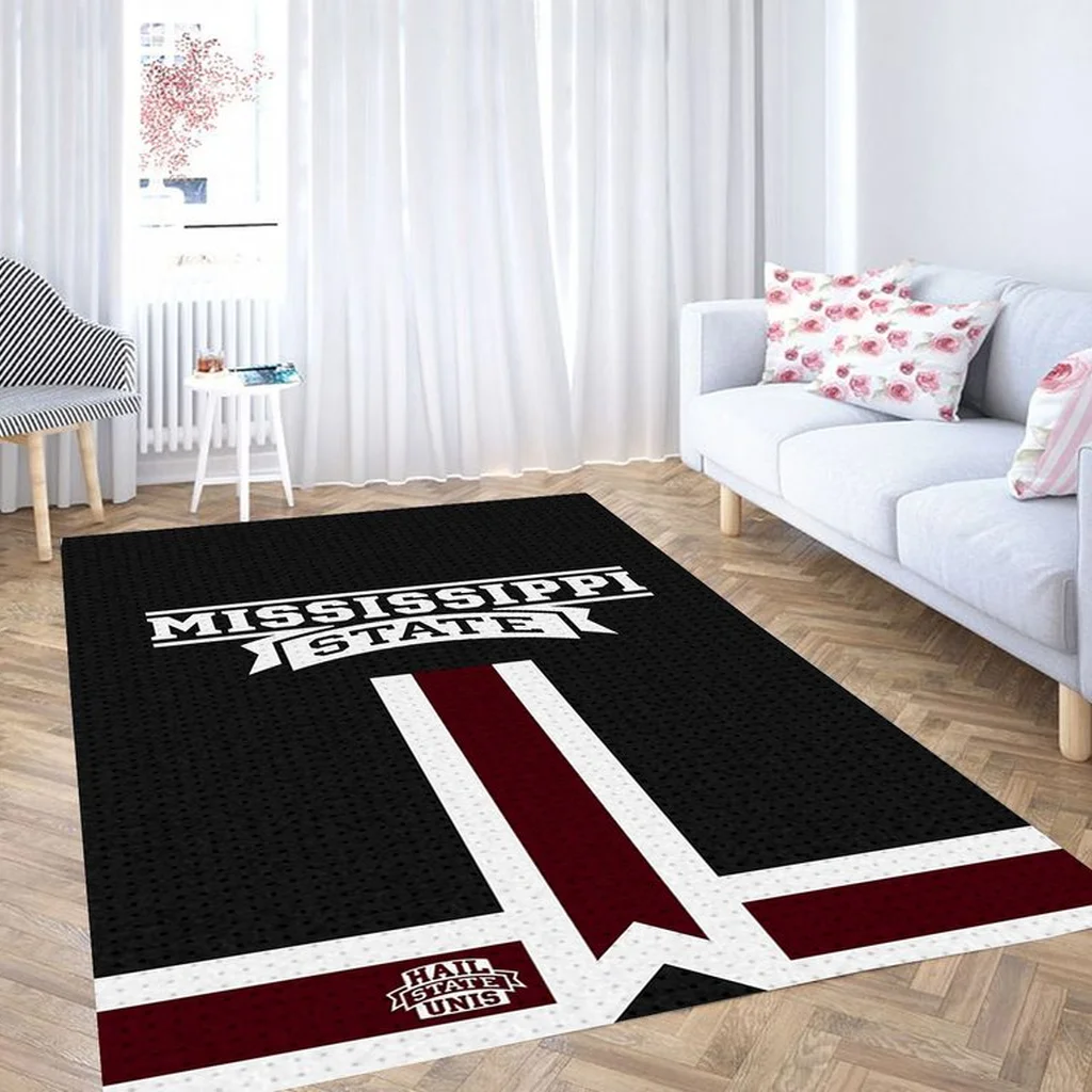 Mississippi State Rug - with Accent for Home Decor Black and White