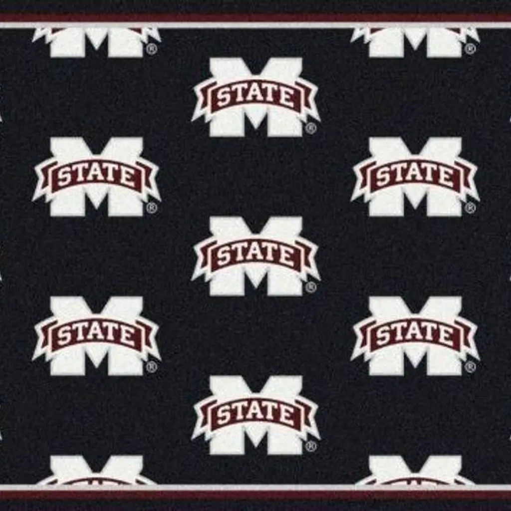 Mississippi State University Rug - Patterned Area Black and White
