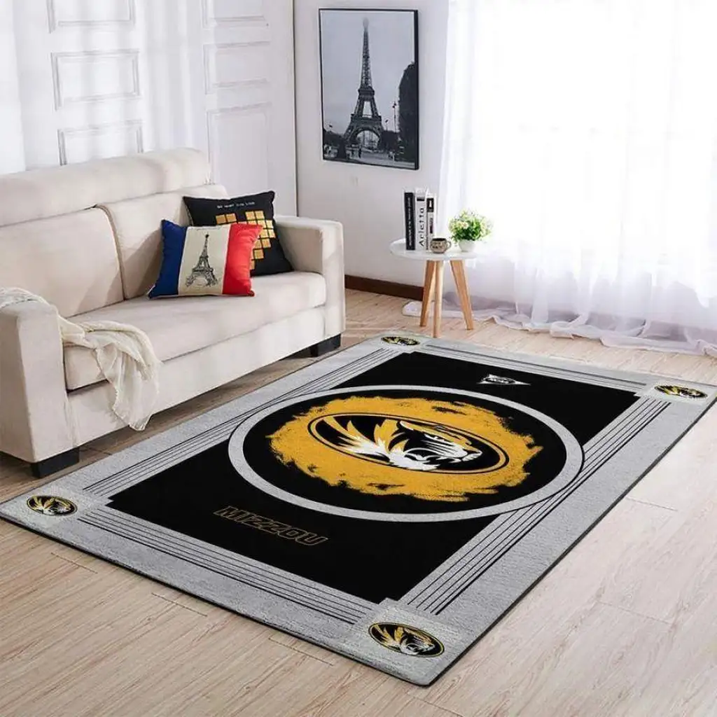 Mizzou Tigers Rug for Living Room Decor Black and Yellow