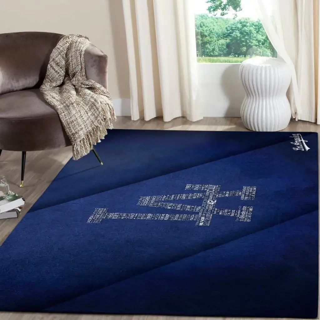 Modern Abstract Area Rug for Living Room Decor Blue and White