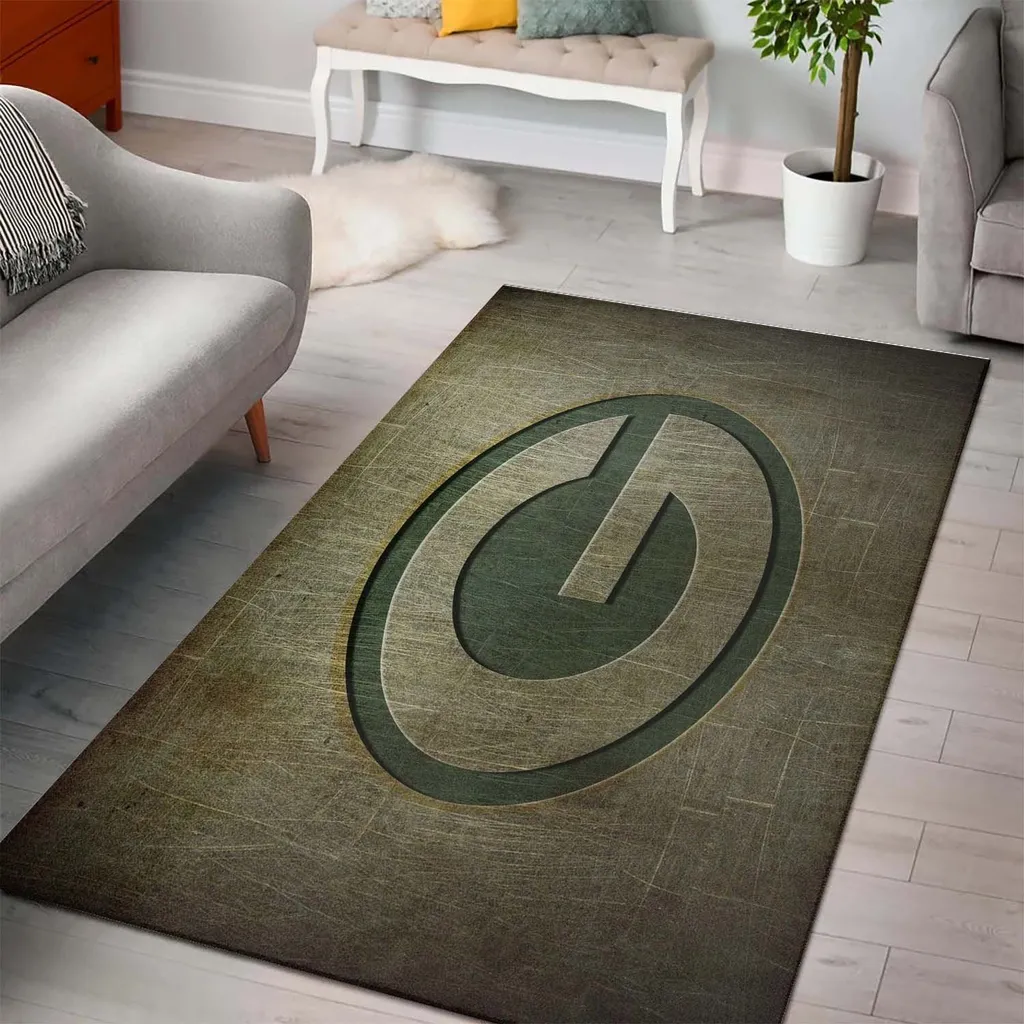 Modern Abstract Oval Rug for Living Room Decor Green and Brown