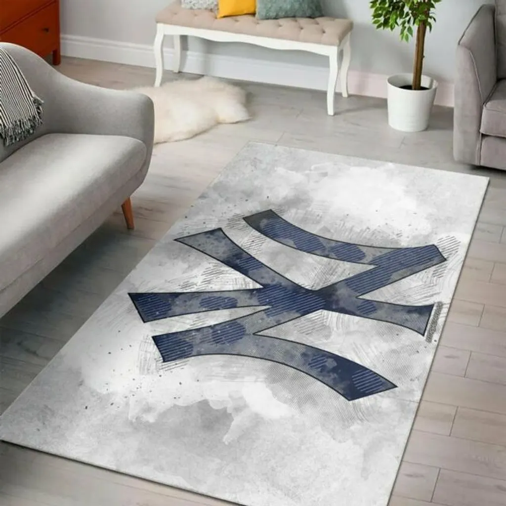 Modern Abstract Rug Perfect for Living Room Decor Blue and White