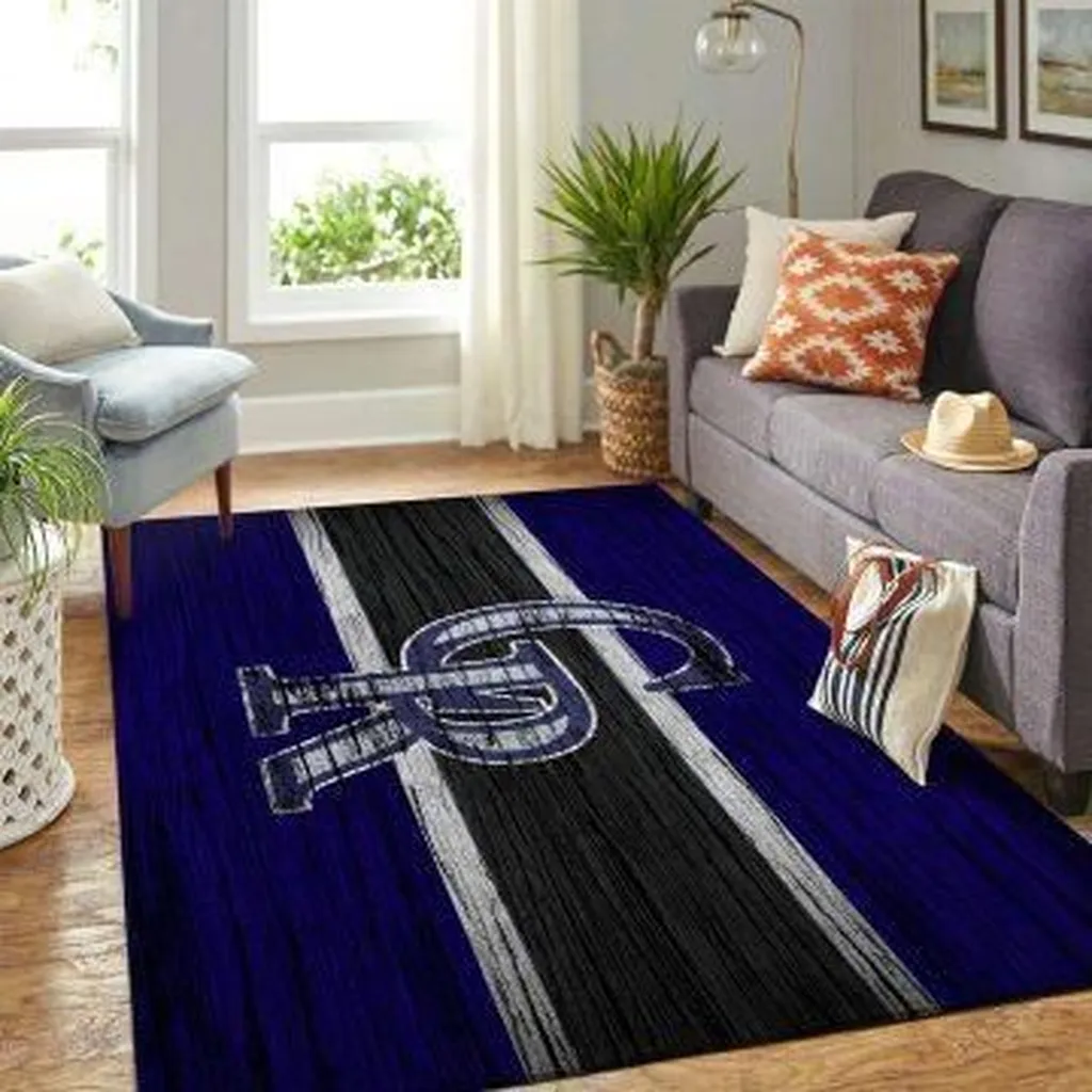 Modern Area Rug for Stylish Living Room Decor Black and Blue