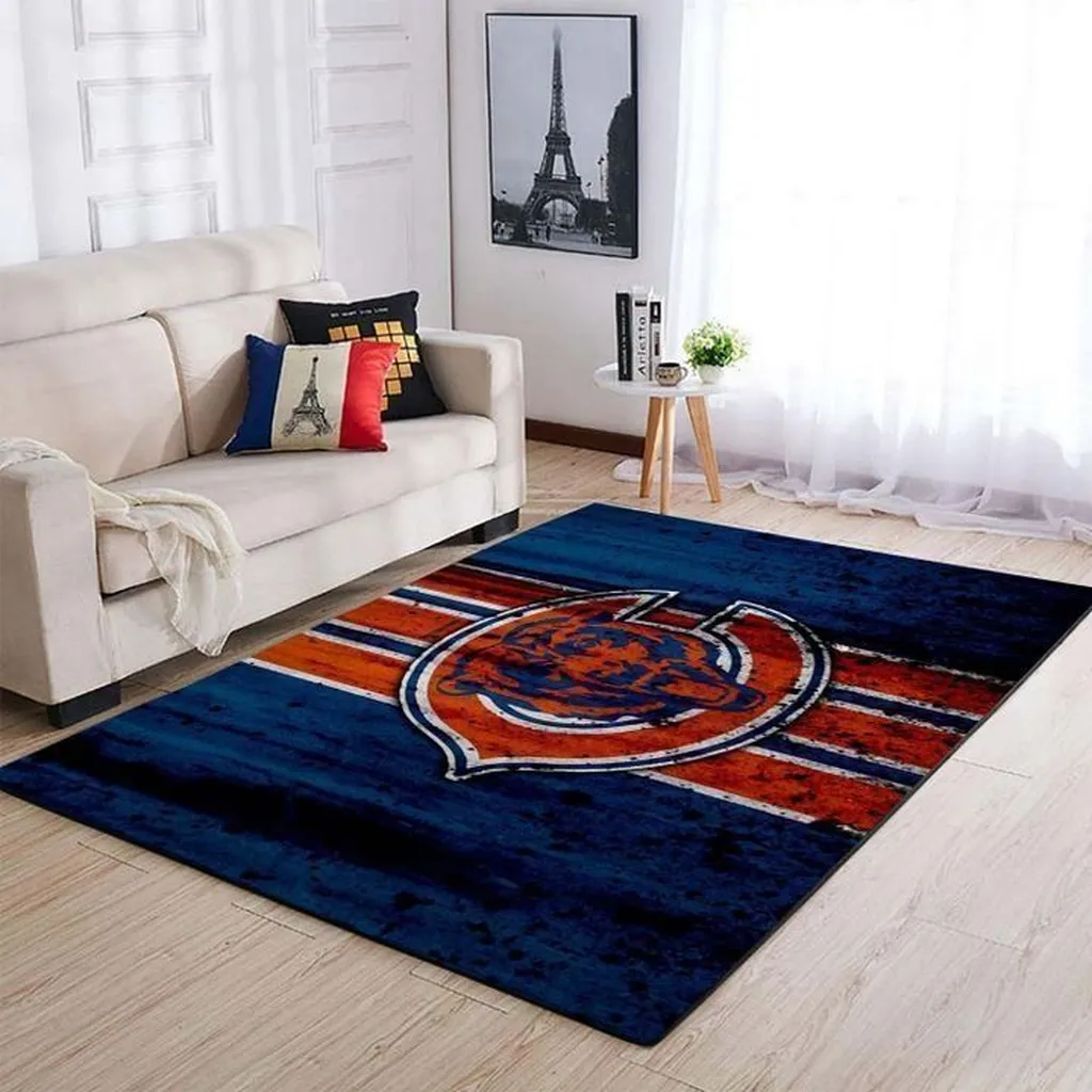 Modern Area Rug Perfect for Living Room Decor Blue and Orange
