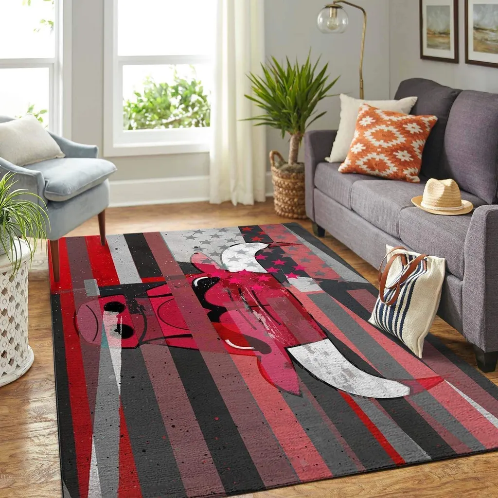 Modern Area Rug Stylish Living Room Carpet Decor Black and Red