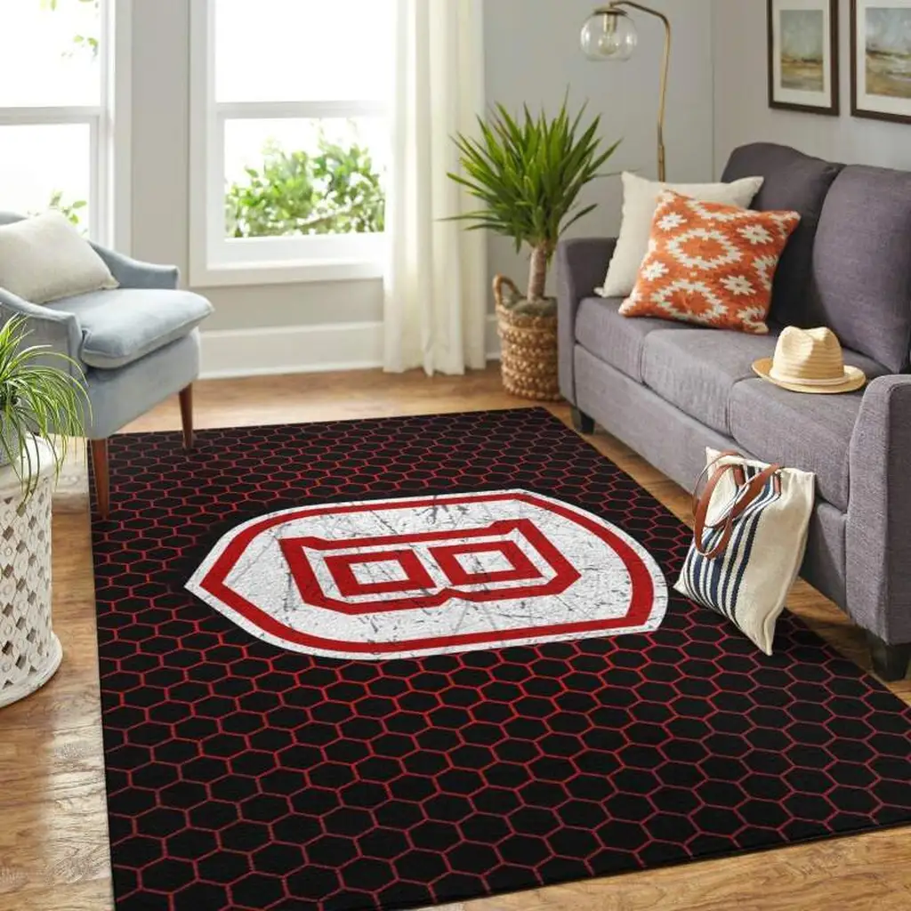 Modern Art Pattern Rug Contemporary Area Carpet Black and Red