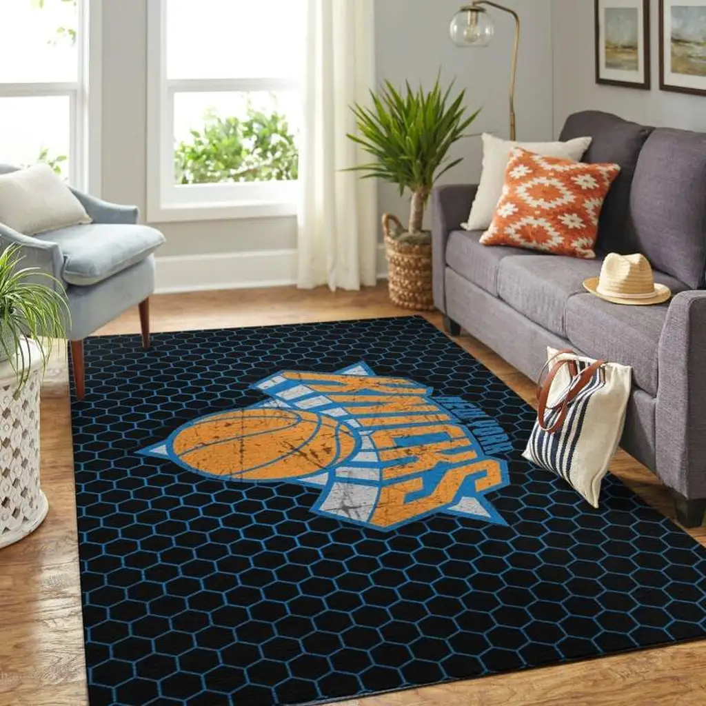 Modern Basketball Pattern Rug for Living Room Decor Yellow and Gray