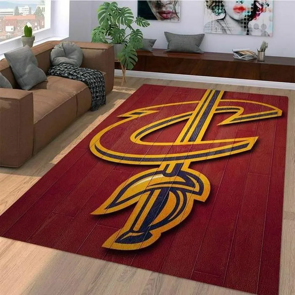 Modern Basketball Rug for Living Room Decor Red and Yellow