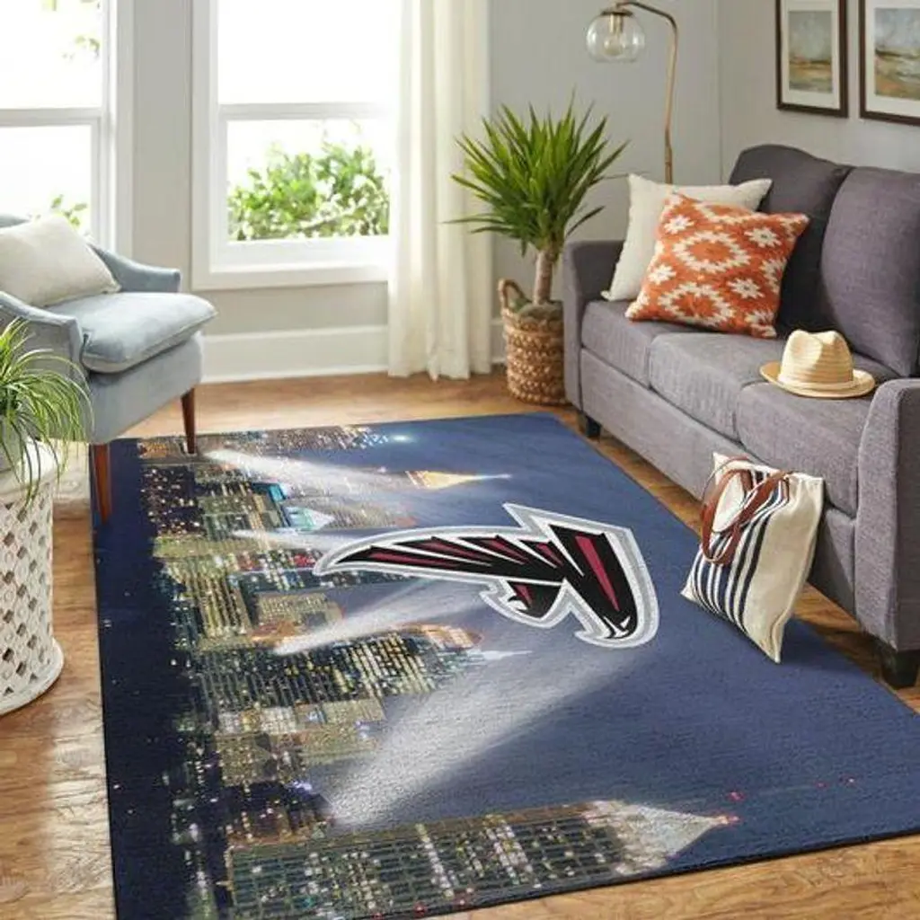 Modern Cityscape Area Rug for Stylish Living Room Black and Blue