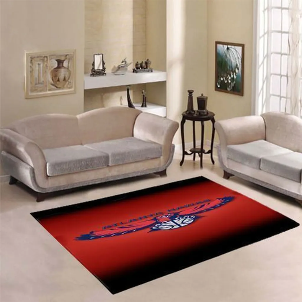 Modern Eagle Area Rug for Living Room Decor Black and Red