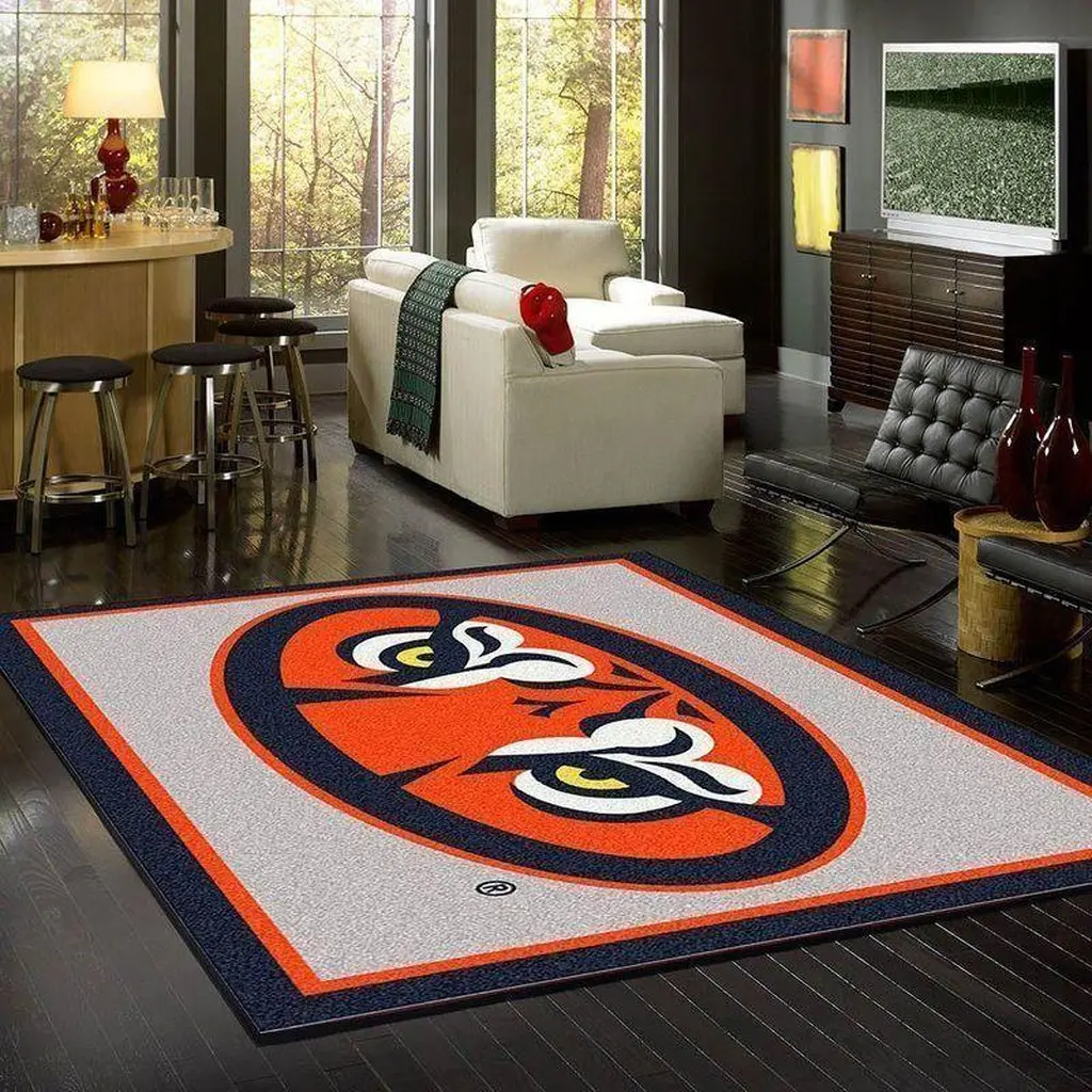 Modern Face Design Rug for Living Room Decor Ideas Orange and White