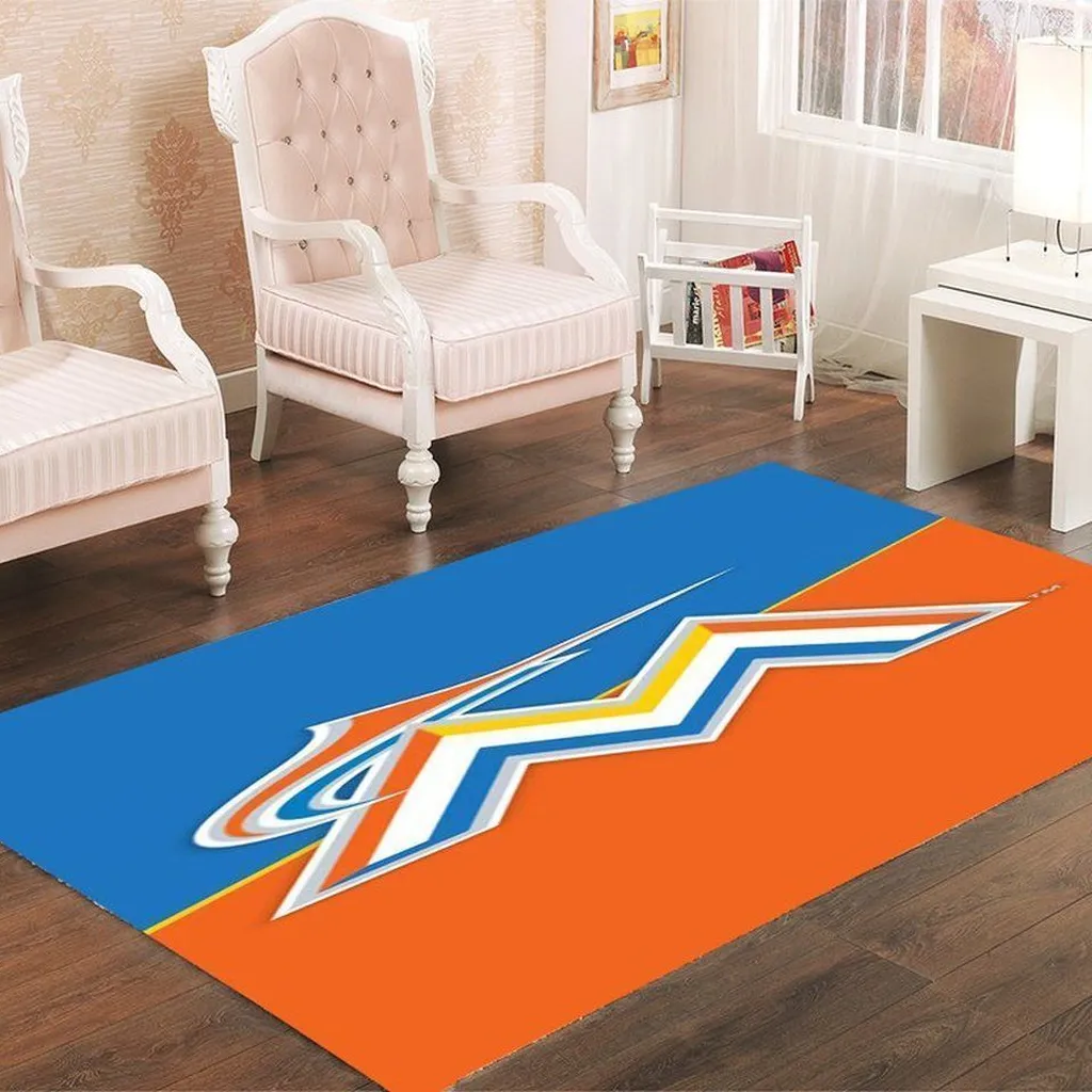 Modern Geometric Pattern Rug for Stylish Living Room Decor Blue and Orange