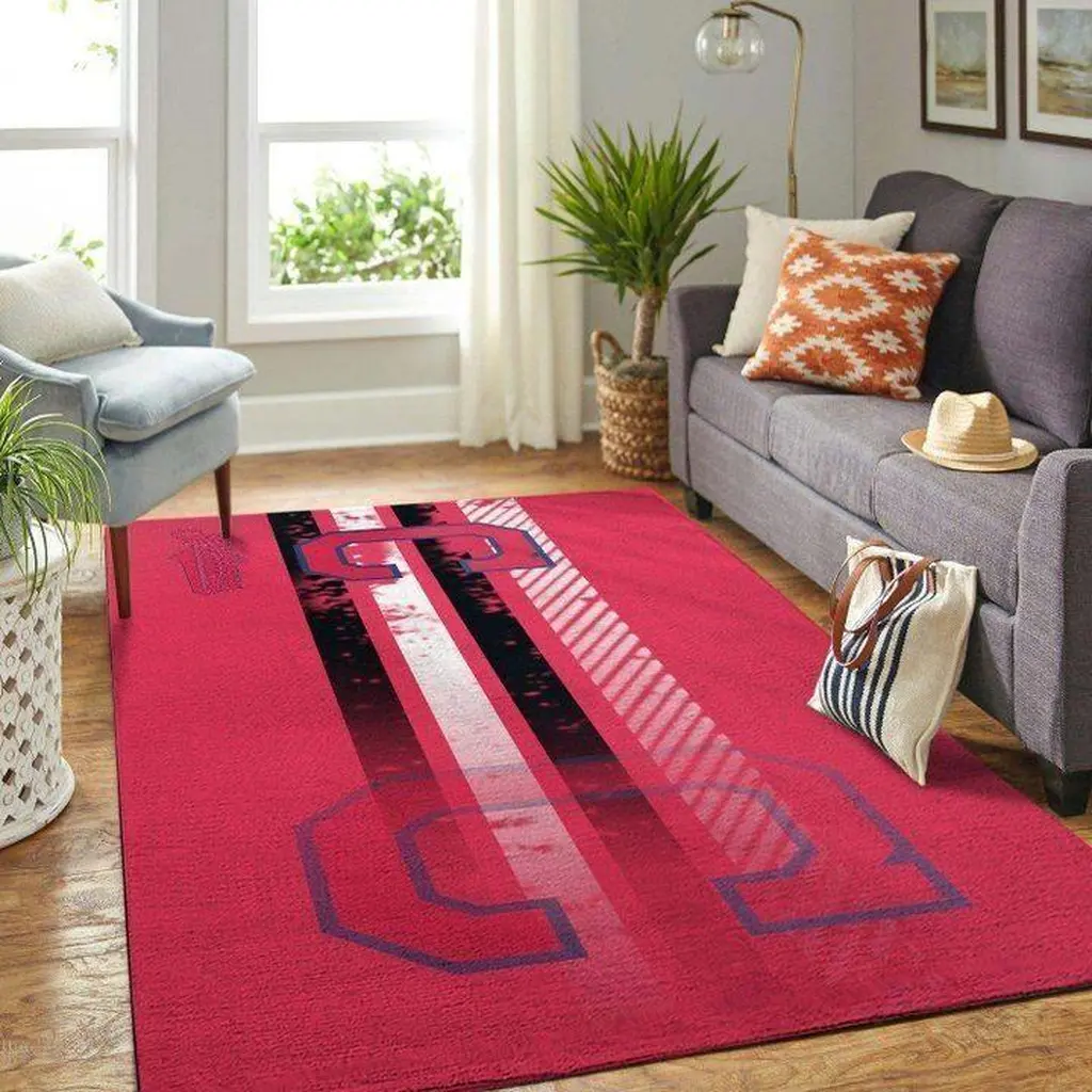 Modern Geometric Pattern Rug Stylish Contemporary Floor Decor Black and Red