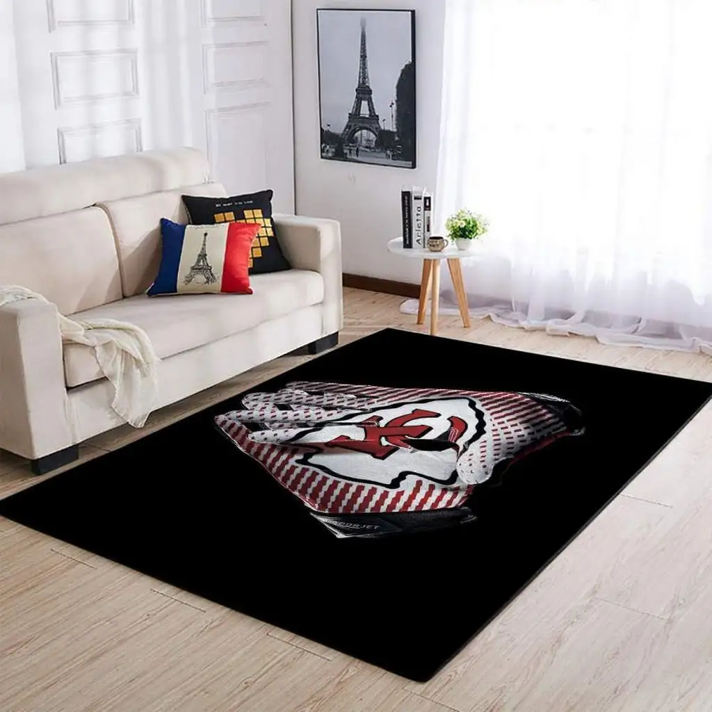 Modern Graphic Rug Stylish Accent for Living Room Decor Black and Red