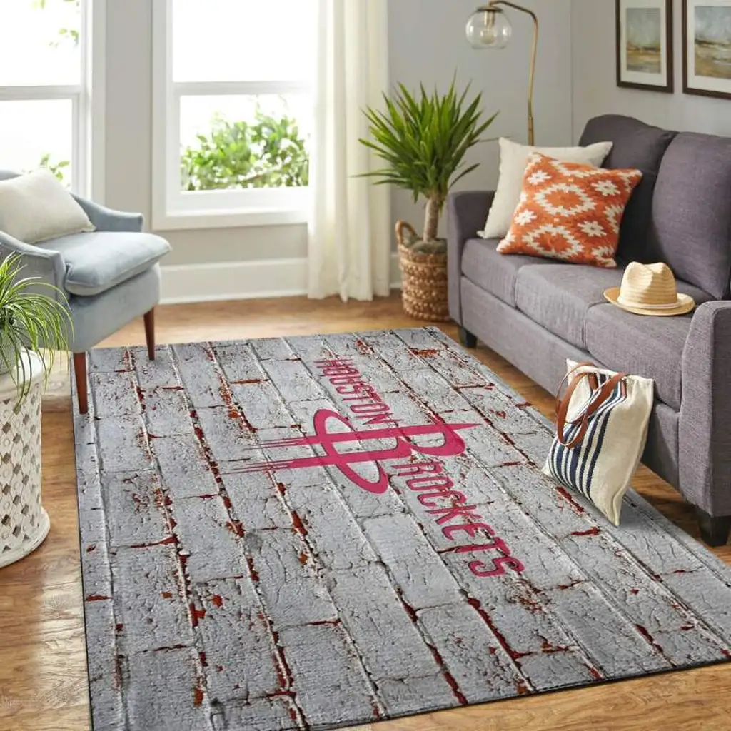 Modern Living Room Rug with Brick Wall Pattern Design Black and Green