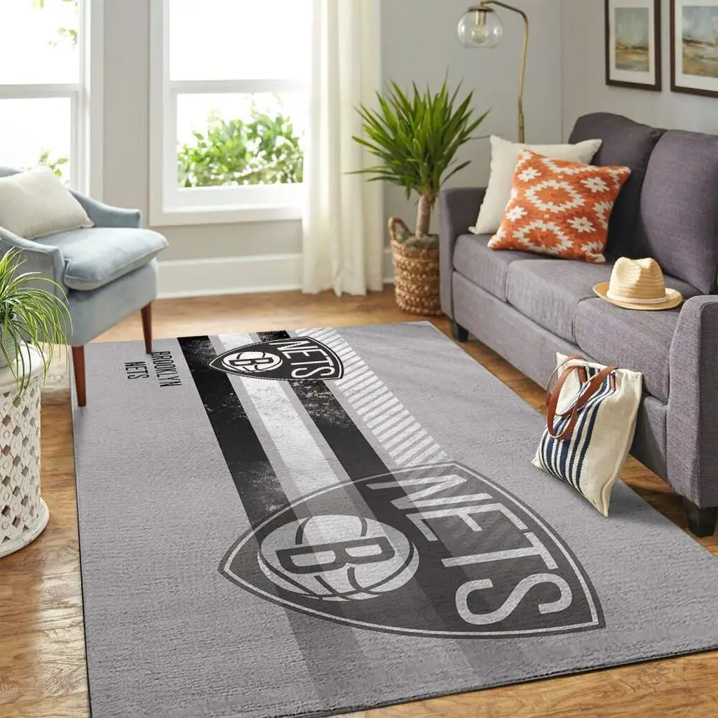 Modern Nets Team Floor Decor Rug for Stylish Interiors Black and Gray