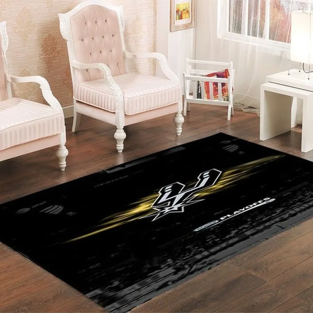 Modern Playoffs Design Area Rug for Living Room Black and Yellow