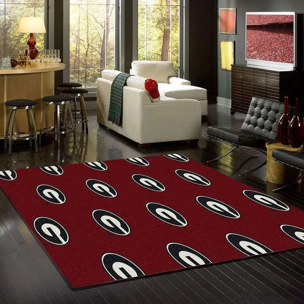 Modern Rug for Living Room Contemporary Floor Decor Black and Red