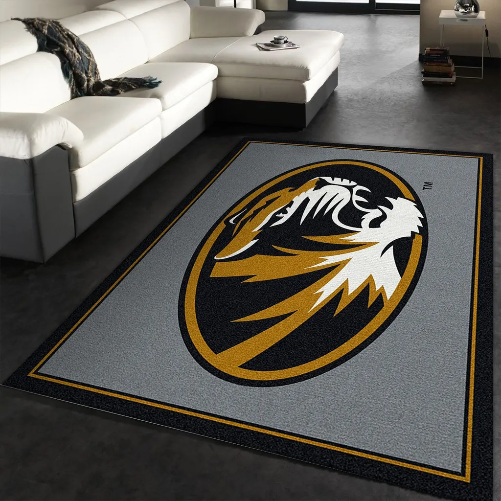 Modern Rug with Bold Tiger Design for Living Room Black and Gray
