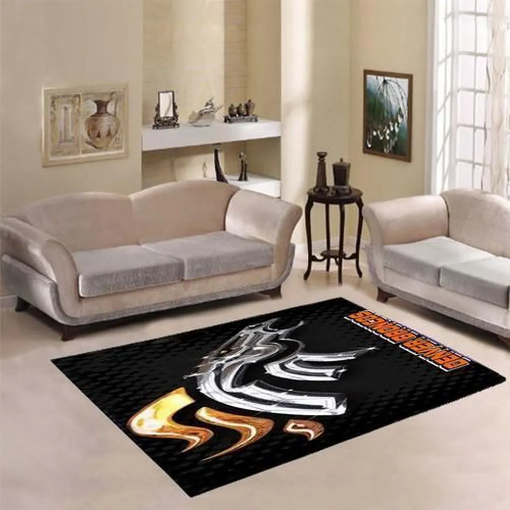 Modern Sports Area Rug for Living Room Decor Black and Orange