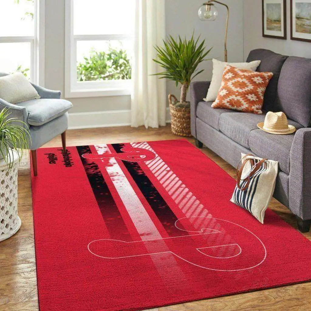 Modern Sports Area Rug for Living Room Decoration Black and Red