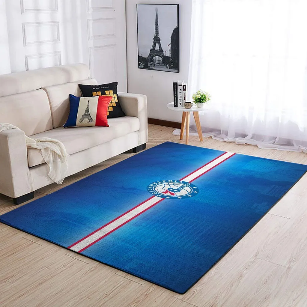Modern Sports Rug for Stylish Living Room Decor Blue and White