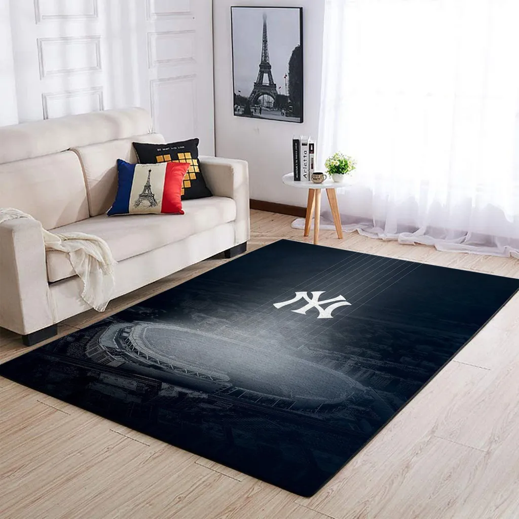Modern Stadium Design Area Rug for Living Room Decor Black and White