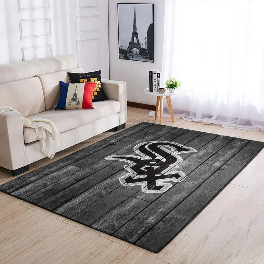 Modern Wood Plank Area Rug for Living Room Decor Black and Gray
