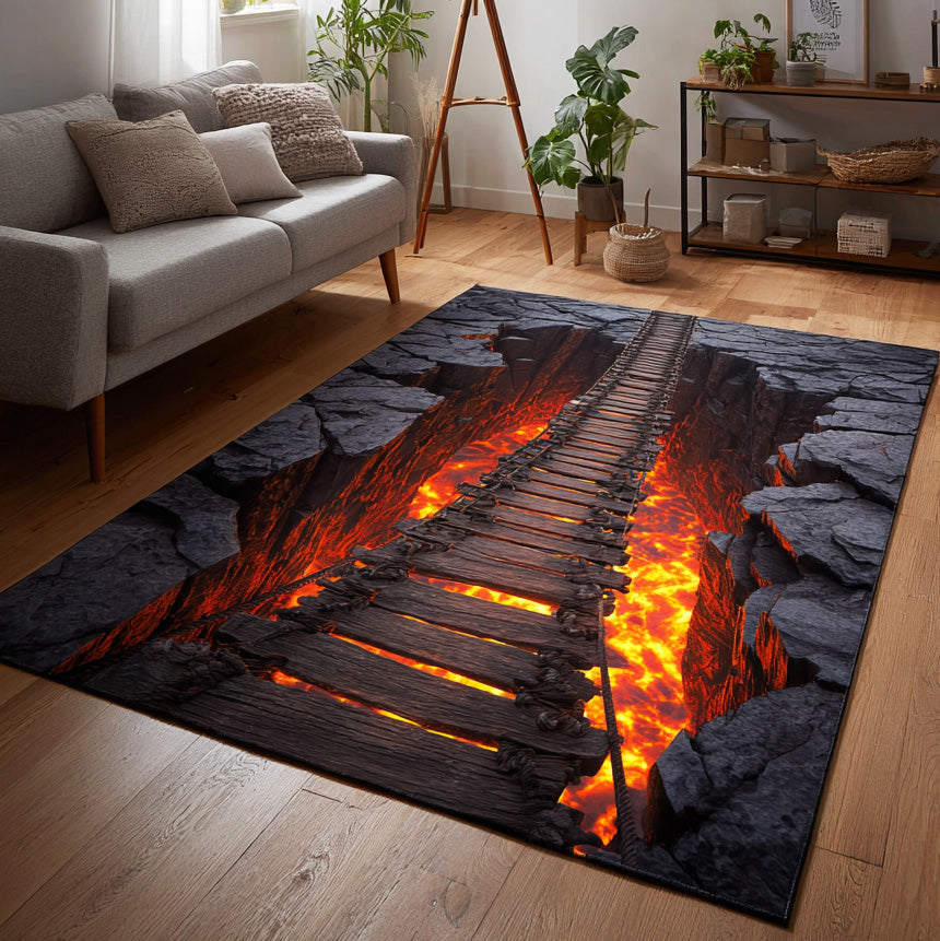 Molten Pathway Area Rug - Non-Slip Washable 3D Print Rug for Living Room & BedroomTVC2108297