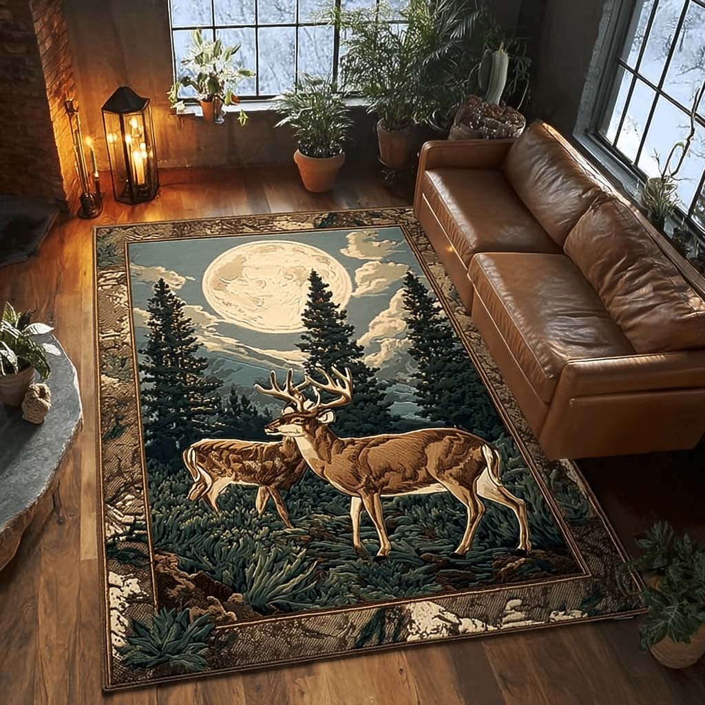 Moonlit Majesty Area Rug - Non-Slip Washable 3D Print Rug for Living Room & BedroomTVC2108296