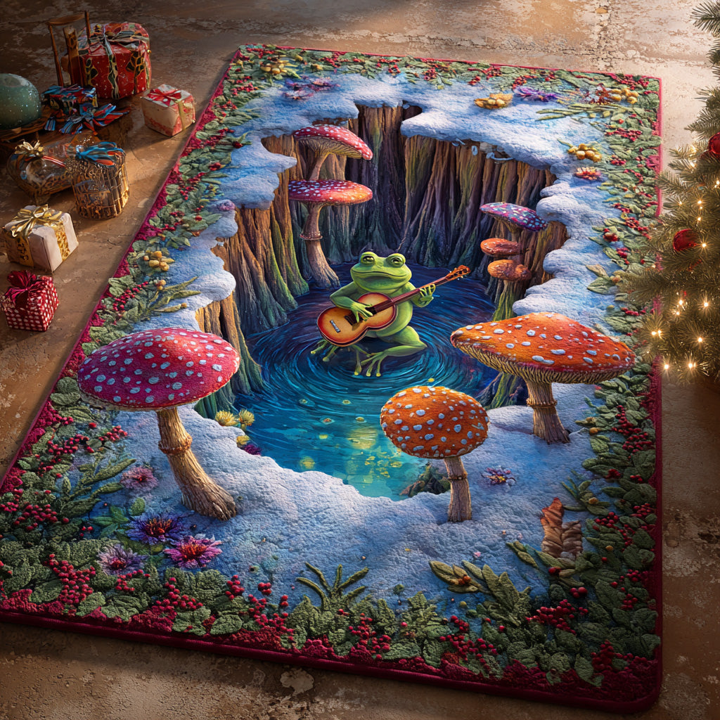Moonlit Mushroom Meadow Area Rug - Non-Slip Washable 3D Print Rug for Living Room & BedroomTVC2108296