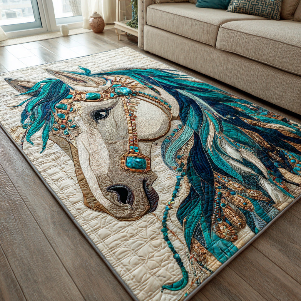 Moonlit Mustang Area Rug - Non-Slip Washable 3D Print Rug for Living Room & BedroomTVC2108296