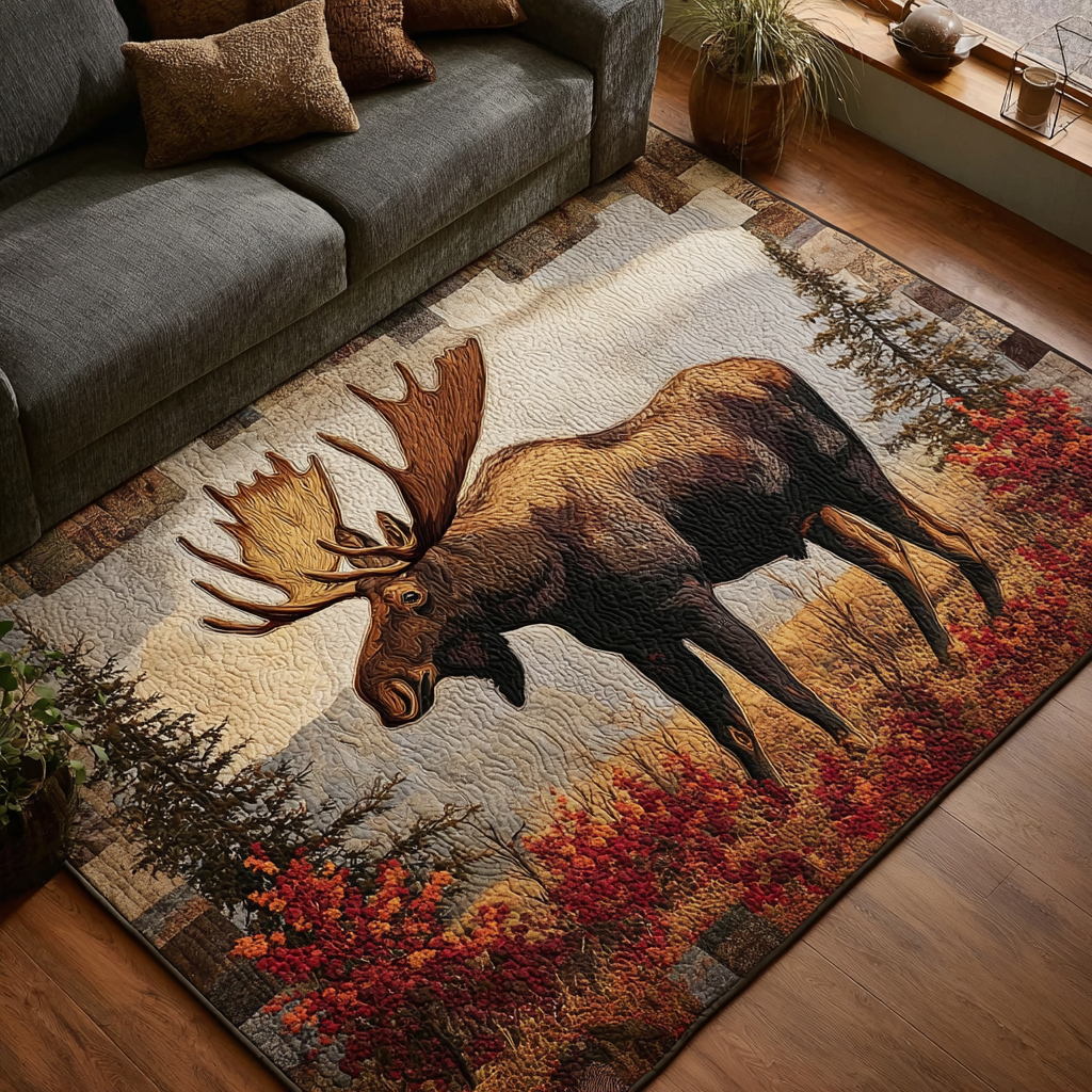 Moose Haven Area Rug - Non-Slip Washable 3D Print Rug for Living Room & BedroomTVC2108296