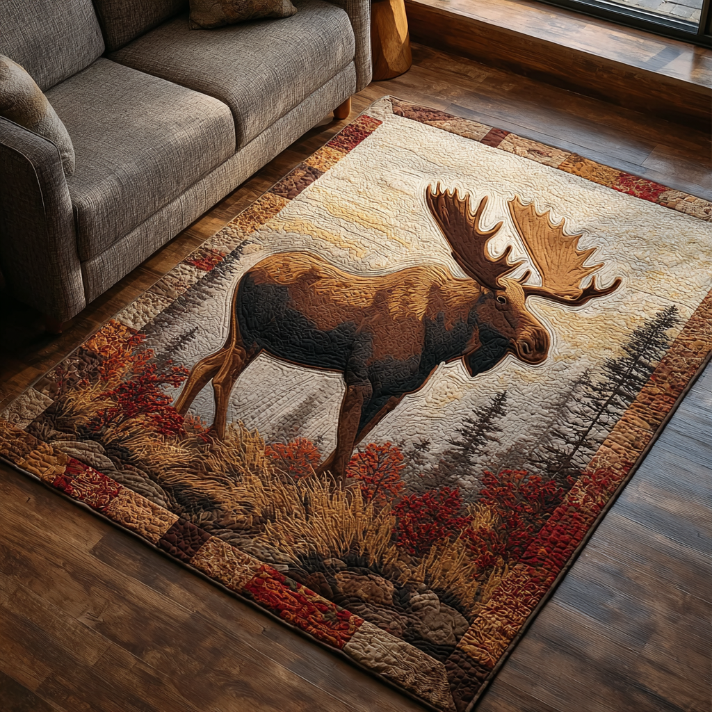 Moose Horizon Area Rug - Non-Slip Washable 3D Print Rug for Living Room & BedroomTVC2108296