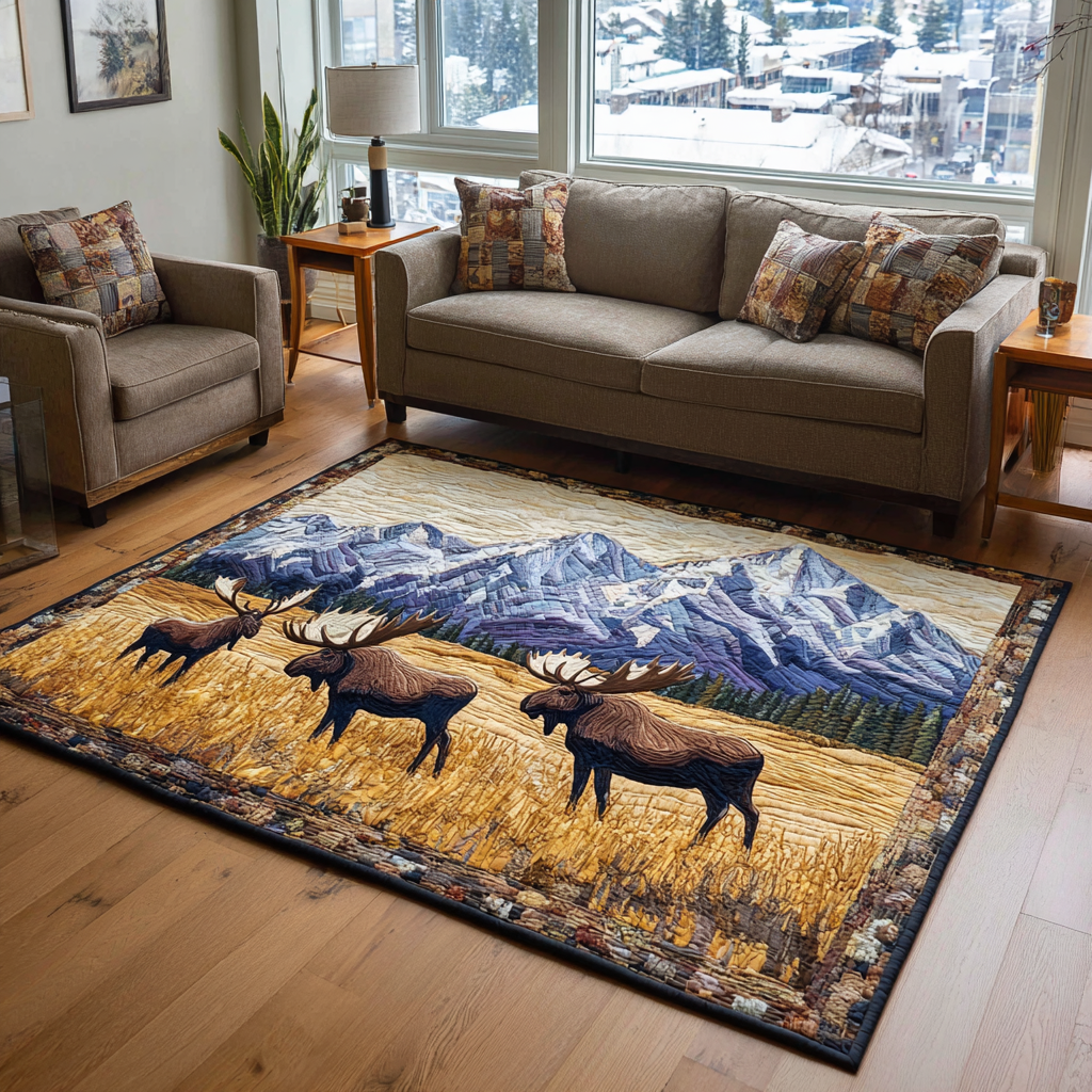 Moose Peak Area Rug - Non-Slip Washable 3D Print Rug for Living Room & BedroomTVC2108296