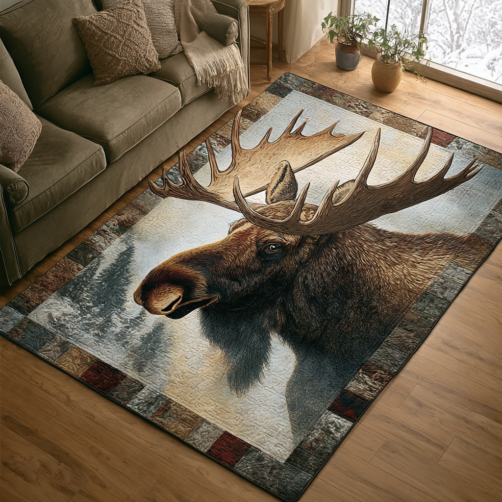 Moose Trail Area Rug - Non-Slip Washable 3D Print Rug for Living Room & BedroomTVC2108296