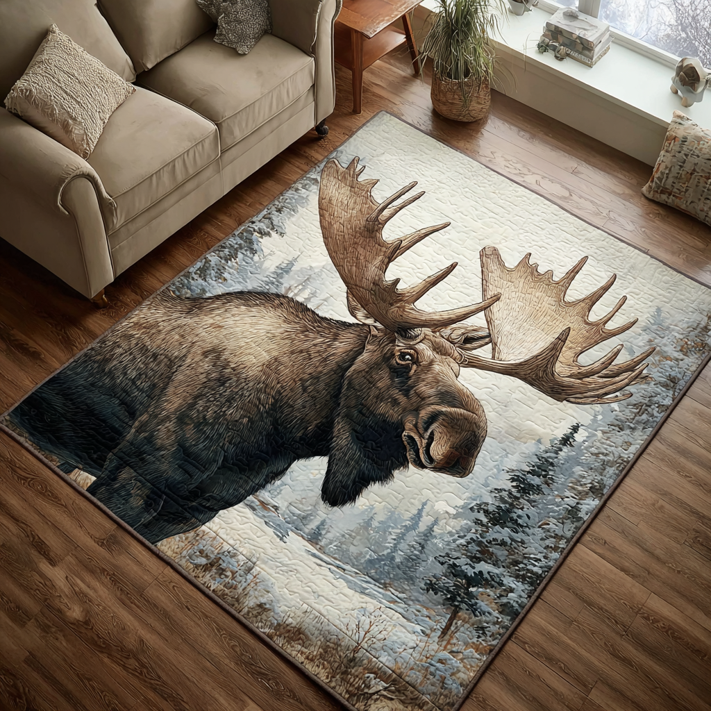Moose Whisper Area Rug - Non-Slip Washable 3D Print Rug for Living Room & BedroomTVC2108296