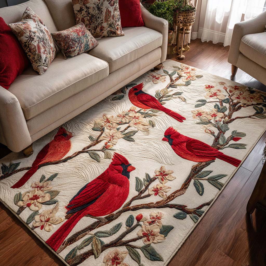Morning Cardinal Area Rug - Non-Slip Washable 3D Print Rug for Living Room & BedroomTVC2108296