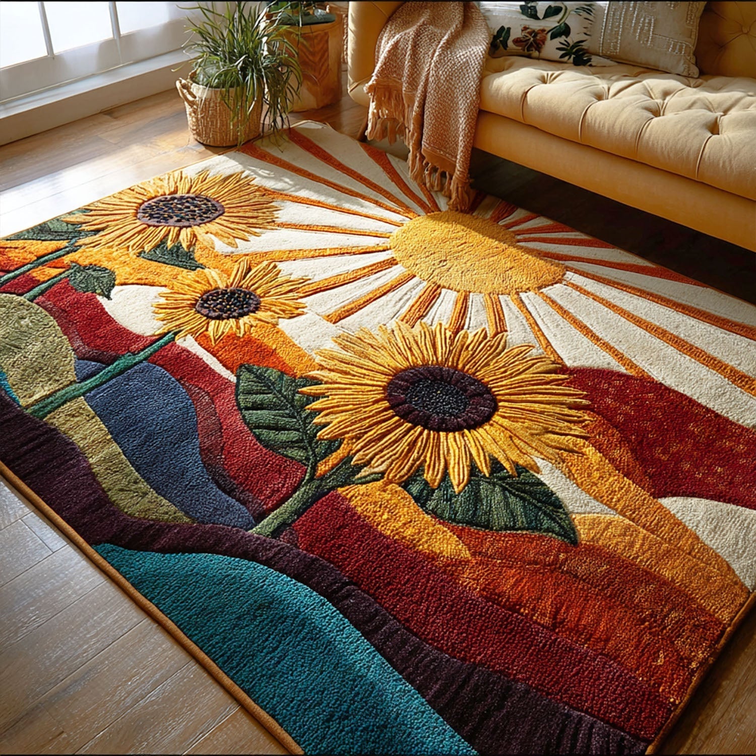 Morning Glow Area Rug - Non-Slip Washable 3D Print Rug for Living Room & BedroomTVC2108214