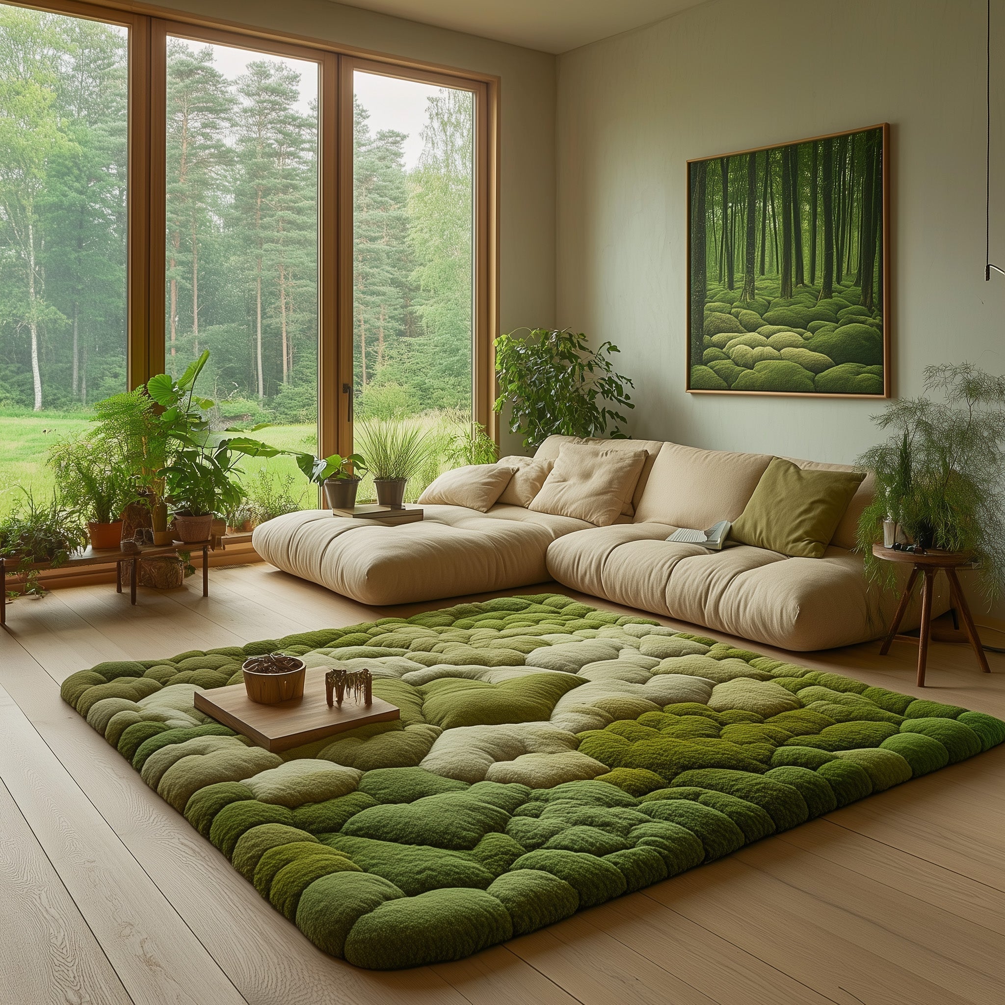 Moss Green Area Rug - Non-Slip Washable 3D Print Rug for Living Room & BedroomTVC2108222