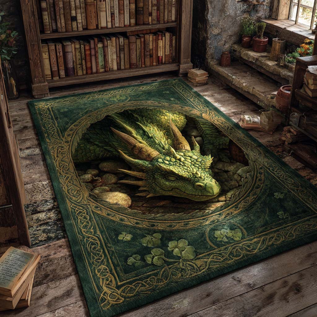 Mossy Dragon Guardian Area Rug - Non-Slip Washable 3D Print Rug for Living Room & BedroomTVC2108295