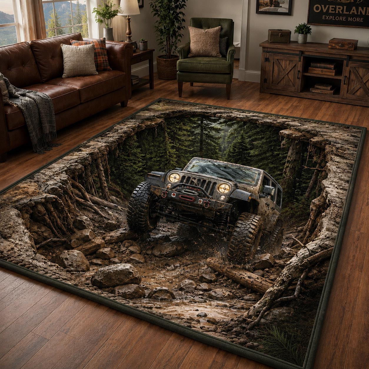 Mountain Roam Area Rug - Non-Slip Washable 3D Print Rug for Living Room & BedroomTVC2108405