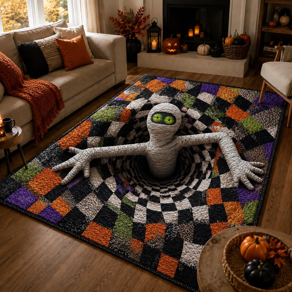 Mummy Escape Area Rug - Non-Slip Washable 3D Print Rug for Living Room & BedroomTVC2108295