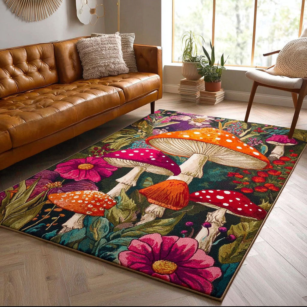 Mushroom Dream Area Rug - Non-Slip Washable 3D Print Rug for Living Room & BedroomTVC2108294
