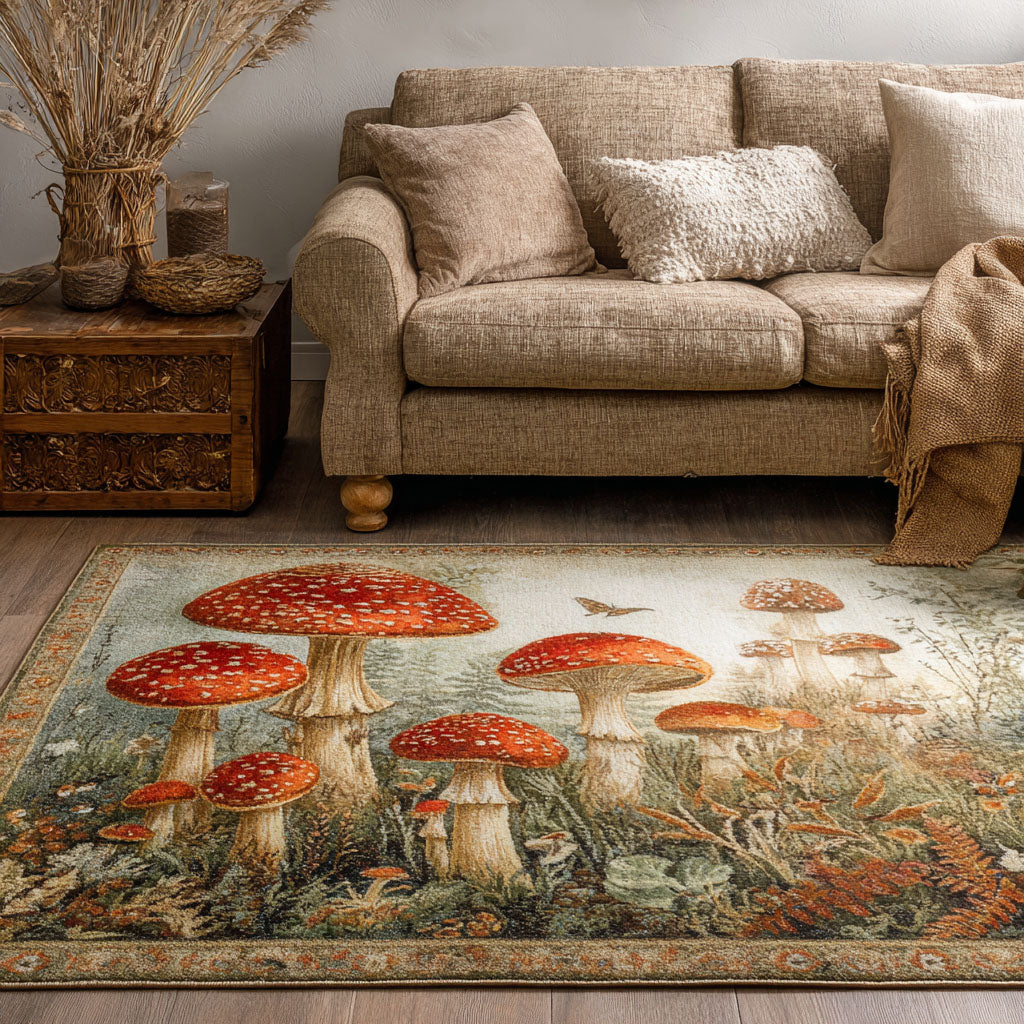 Mushroom Garden Area Rug - Non-Slip Washable 3D Print Rug for Living Room & BedroomTVC2108213