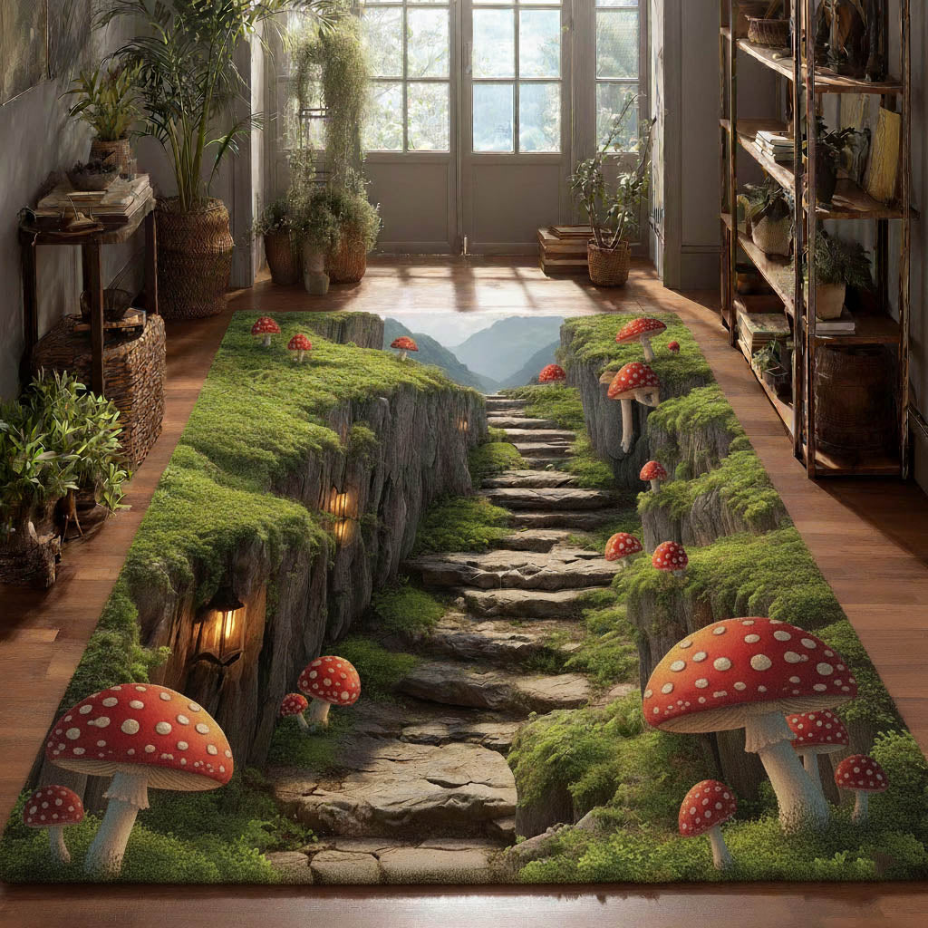 Mushroom Garden Area Rug - Non-Slip Washable 3D Print Rug for Living Room & BedroomTVC2108222